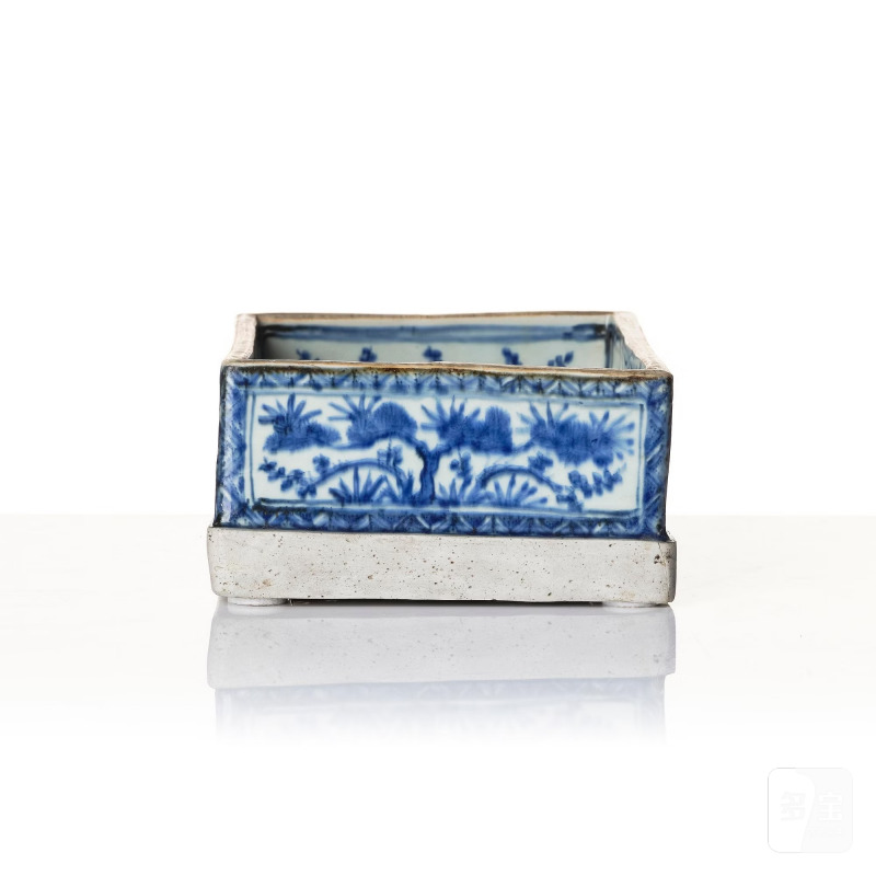 A blue and white part writing-box, - 图5